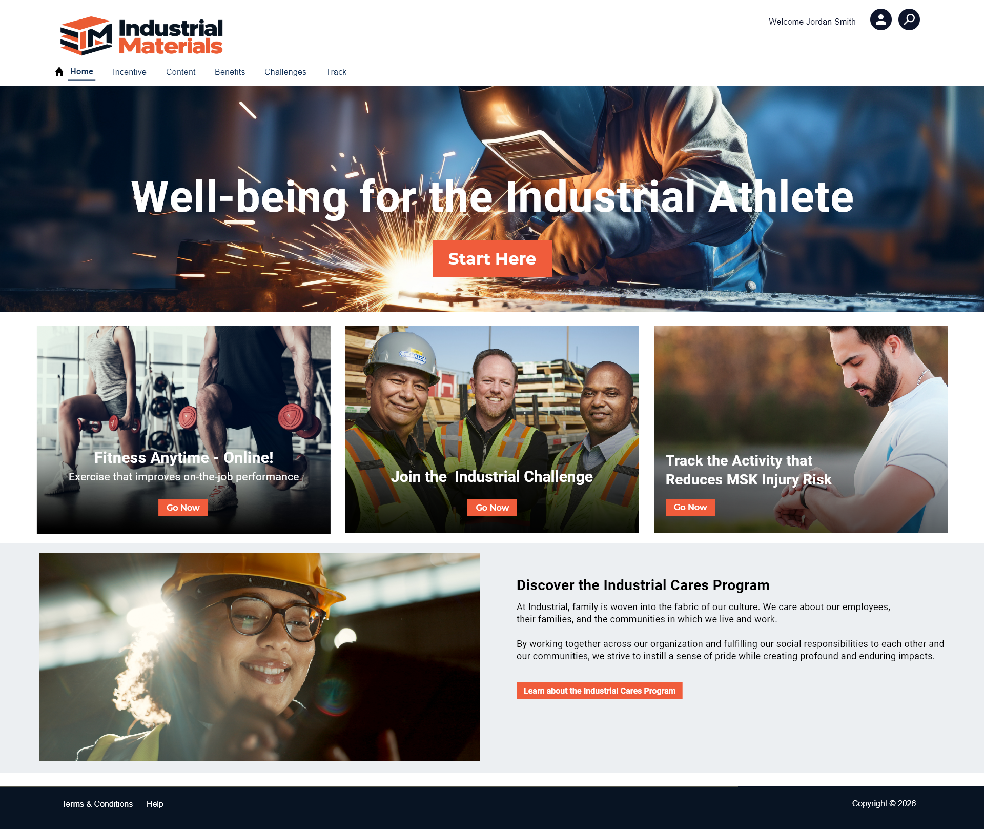 Propel employee well-being platform home screen